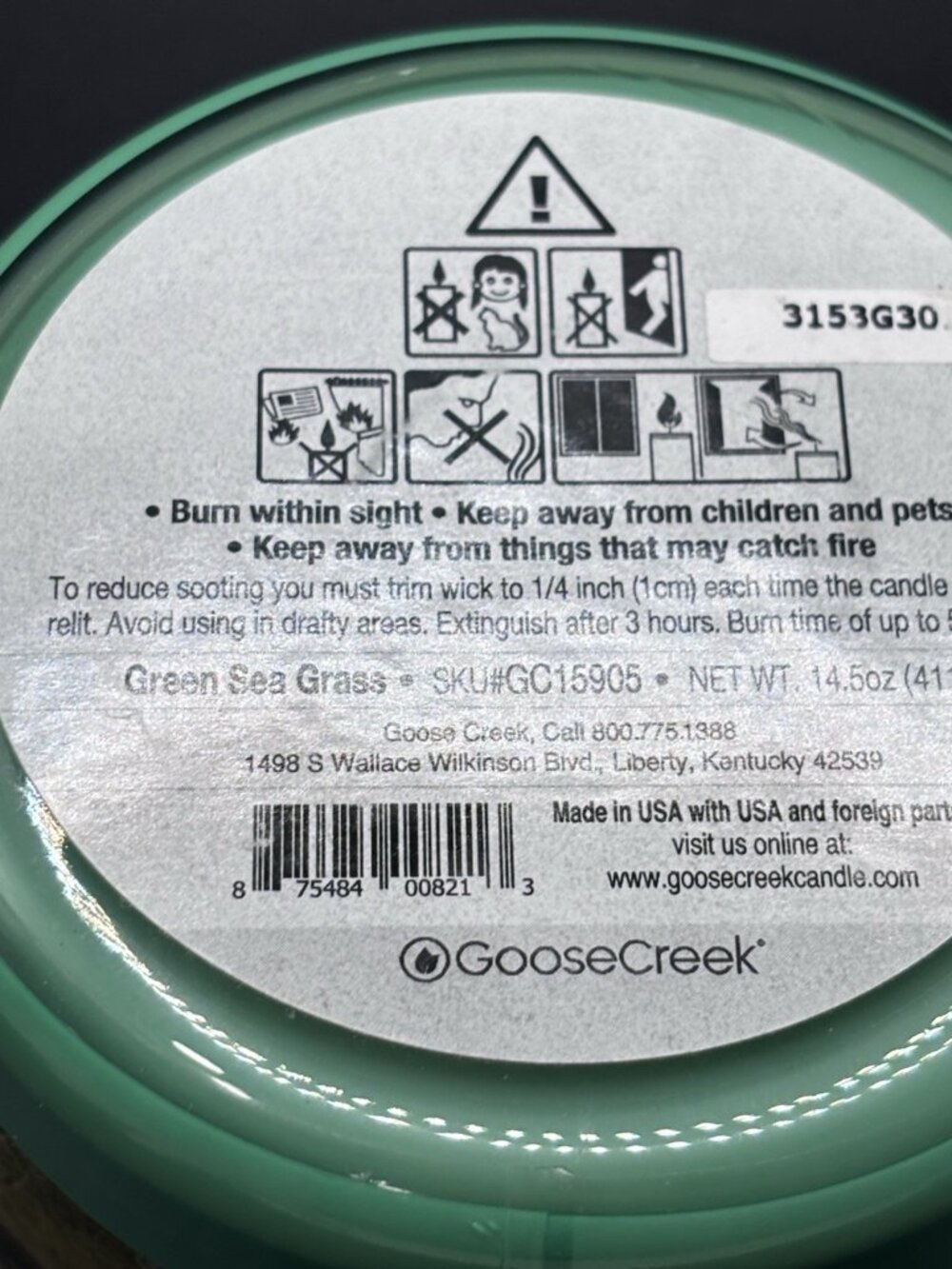 Goose Creek Green Sea Grass 3 Wick Jar Candle 14.5 oz Summer Beach Apple Pear - Picture 15 of 16